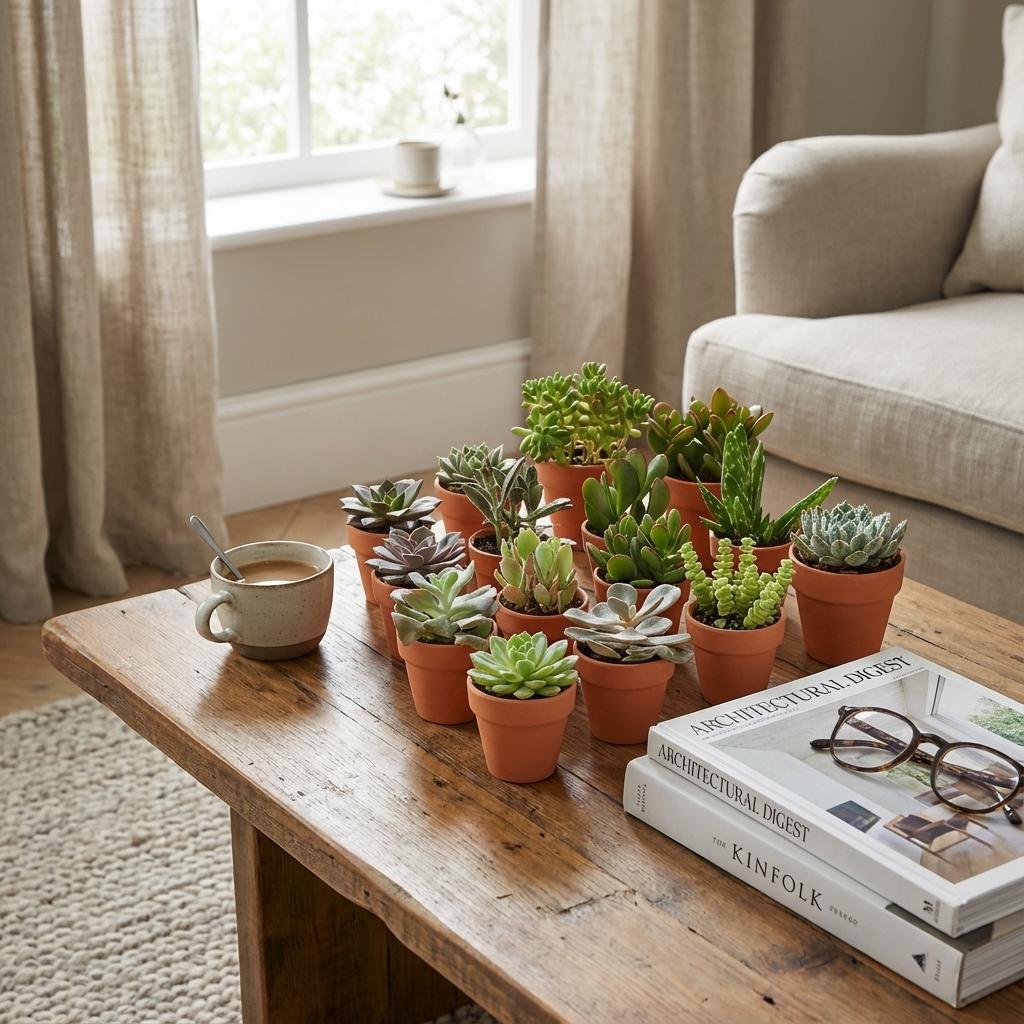 Mini mélange de succulentes - 30 pièces - Ø 8,1 cm - Hauteur : 5-10 cm - Pots en terre cuite