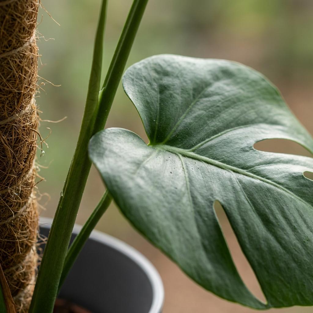 Green boutiQ - Plante d'intérieur - Monstera Deliciosa sur tuteur en mousse - Vert - Entretien facile - 1 plante - avec pot gris - Pot 19 cm - Hauteur 90 cm