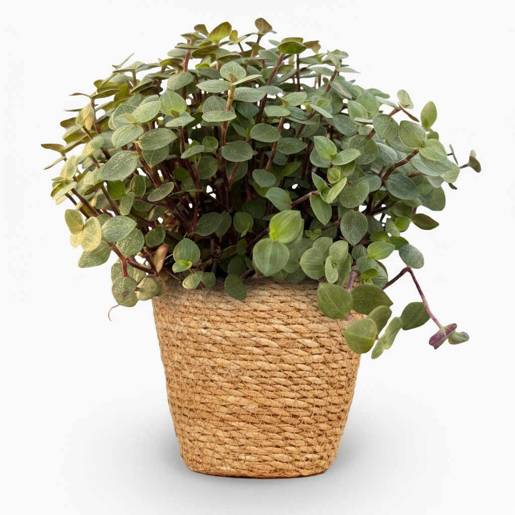 Green boutiQ - Plante d'intérieur - Callisia repens - Herbe à chat - Sans danger pour les animaux - Vert - 1 plante - avec panier - Pot 12cm - Hauteur 17-20cm