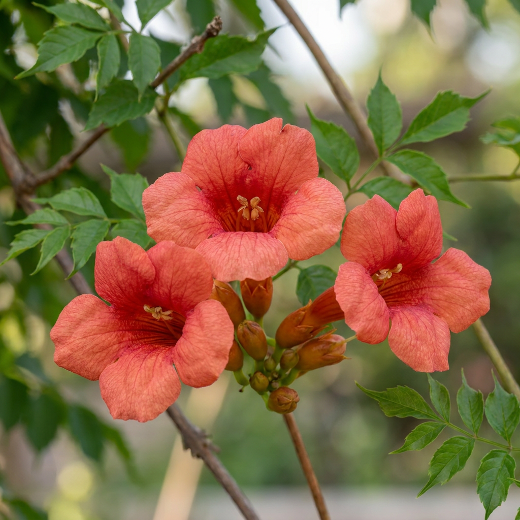 Campsis radicans - Trumpet vine - Orange - Red - Climber - Ø9cm - ↕35cm