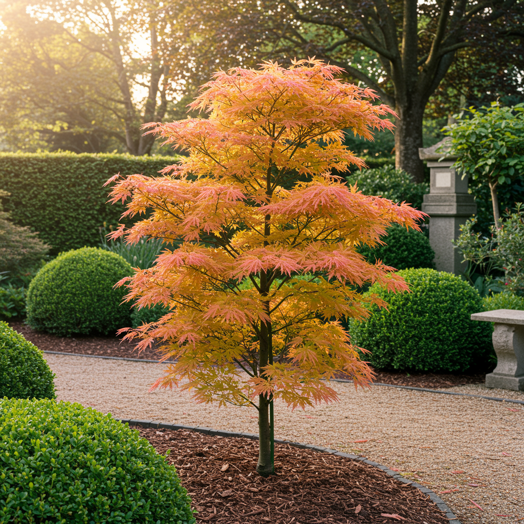 Green boutiQ - Plante de terrasse - Érable du Japon - Acer palmatum Katsura - Orange - 1 plante - Caduc - Pot 19cm Hauteur 70cm