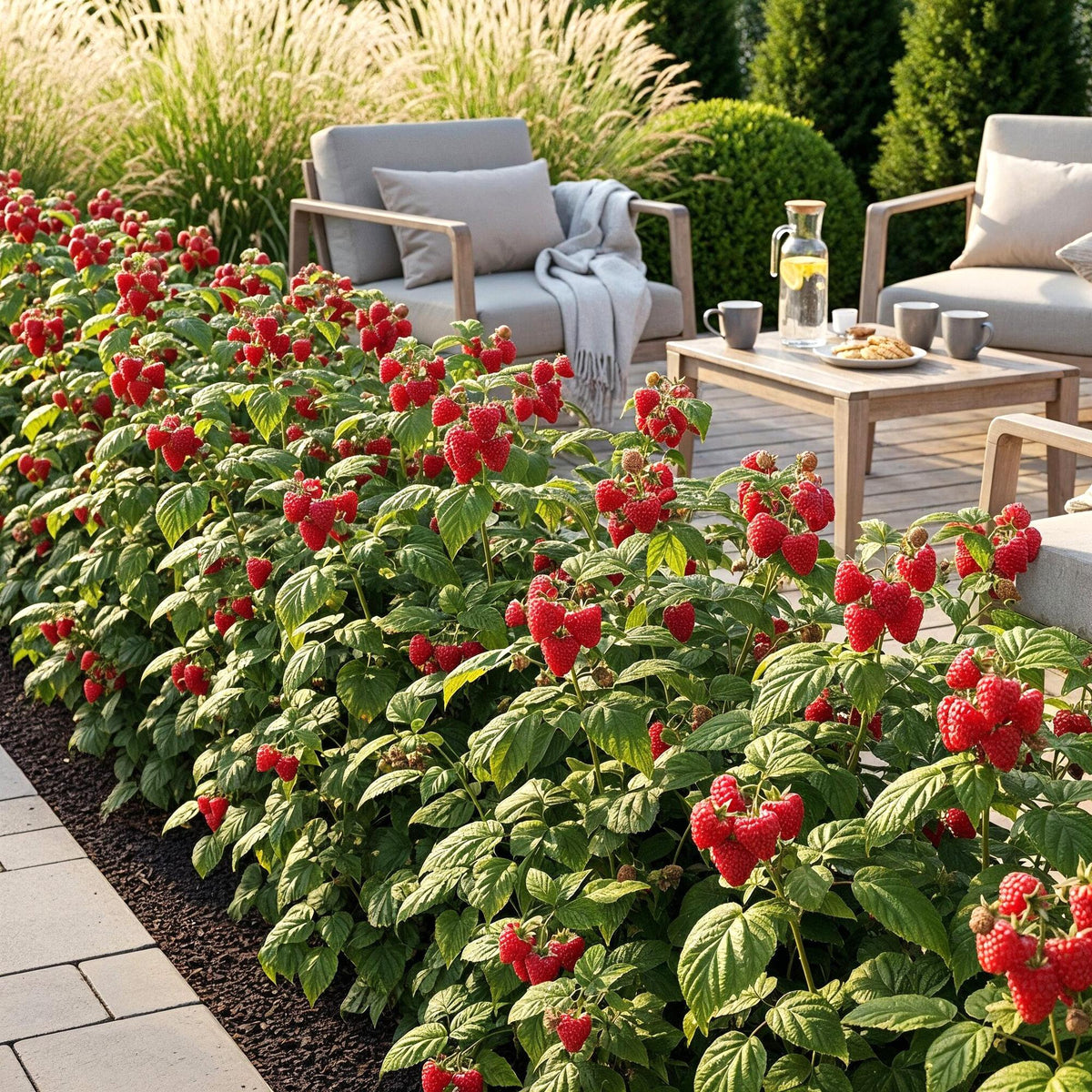 Green boutiQ - Plants fruitiers - Framboisier - Rubus idaeus Ottawa - Rustique - 6 plantes - Pot 9 cm - Framboise rouge