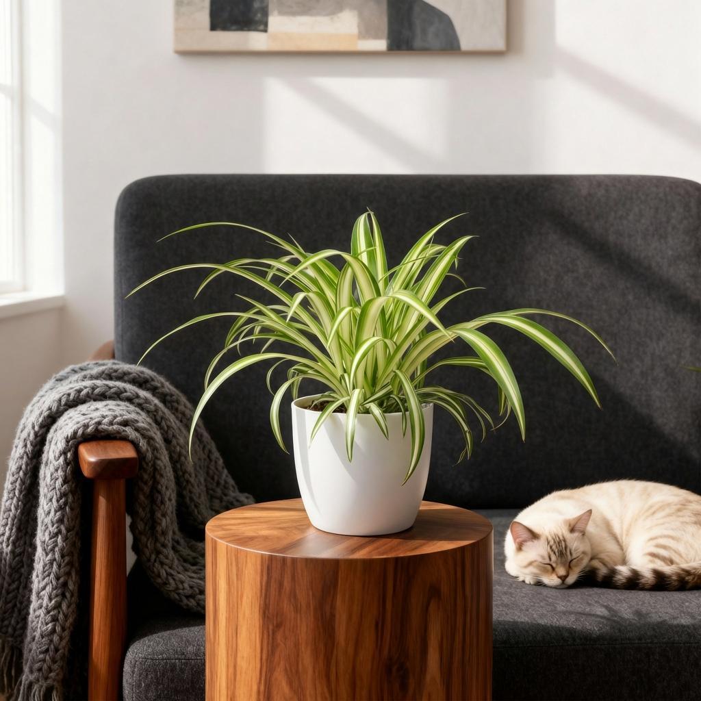 Green boutiQ - Zimmerpflanze - Chlorophytum comosum Variegatum - Bunte Grünlilie - Haustierfreundliche Pflanze - Grün - 2 Pflanzen - mit Topf Weiß - Topf 12cm - Höhe 20cm