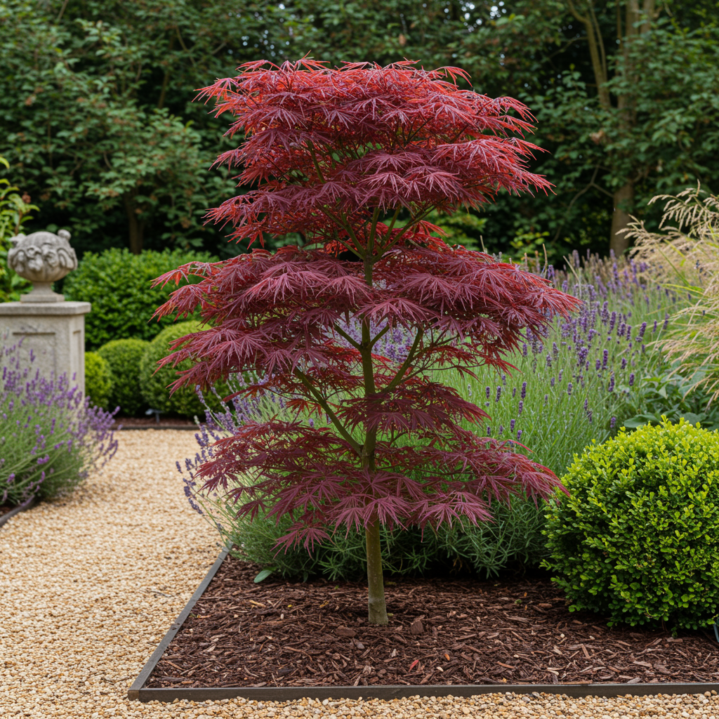 Green boutiQ - Plante de terrasse - Érable japonais - Acer palmatum Trompenburg - Violet foncé - 1 plante - Caduc - Pot 19 cm, hauteur 70 cm