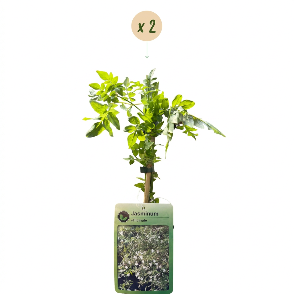 2x Jasminum officinale - Common Jasmine - White - Climber - Ø9cm - ↕35cm