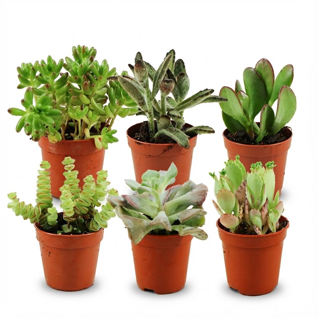 Mini mélange de succulentes - 6 pièces - Ø 5,5 cm - Hauteur : 5-10 cm