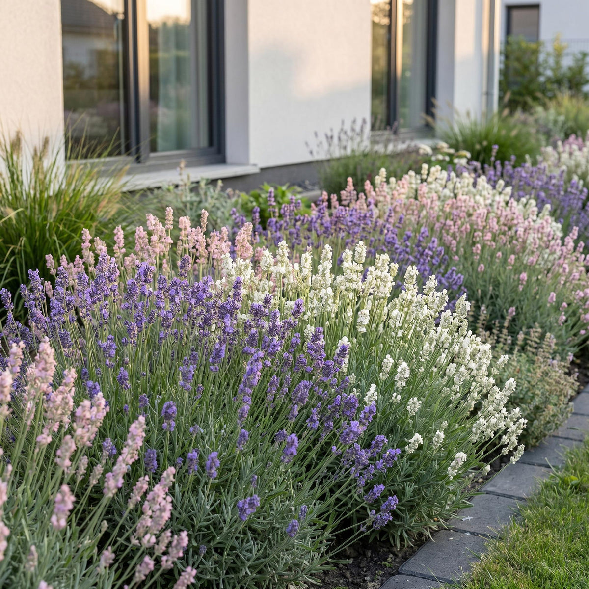 Green boutiQ - Plante vivace - Lavandula Tricolour - Lavande - Parfumée - Bleu - Rose - Blanc - 24 plantes - Pot 11cm - Hauteur 15-25cm