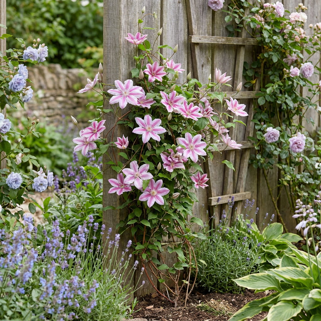 6x Clematis Piilu - Bosrank - Wit - Roze - Klimplant - Ø9cm - ↕35cm