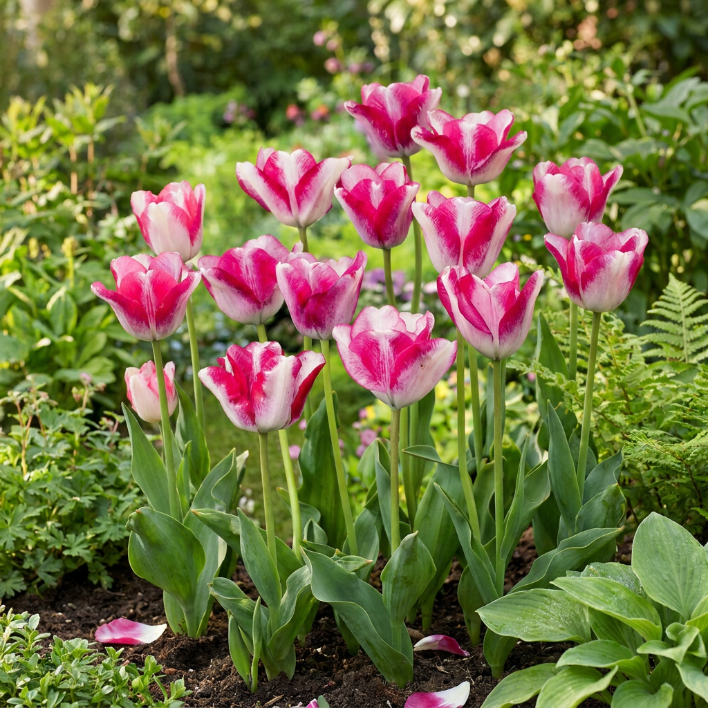 48x Tulipa Mata Hari - Mata Hari tulp - Roze en Wit - Voorjaarsbloeier - Bolmaat 11/12