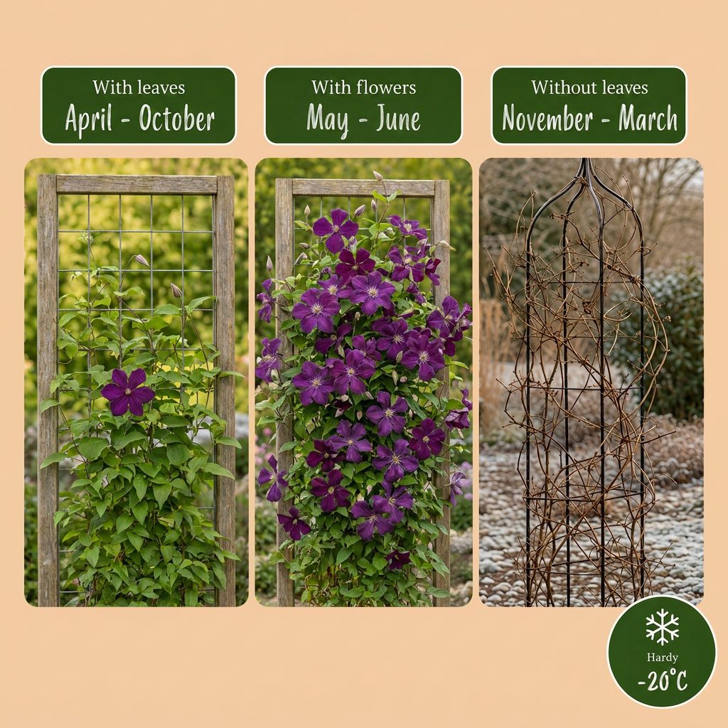 6x Clematis Viticella Polish Spirit - Bosrank - Paars - Klimplant - Ø9cm - ↕35cm