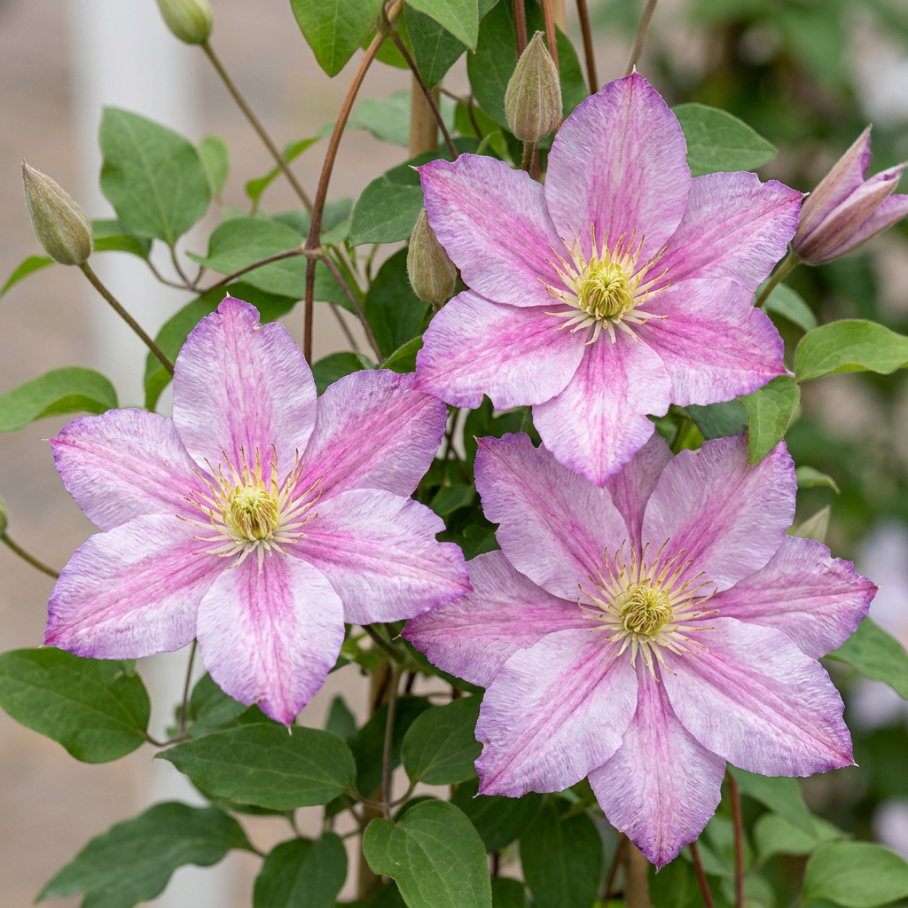 6x Clematis Piilu - Bosrank - Wit - Roze - Klimplant - Ø9cm - ↕35cm