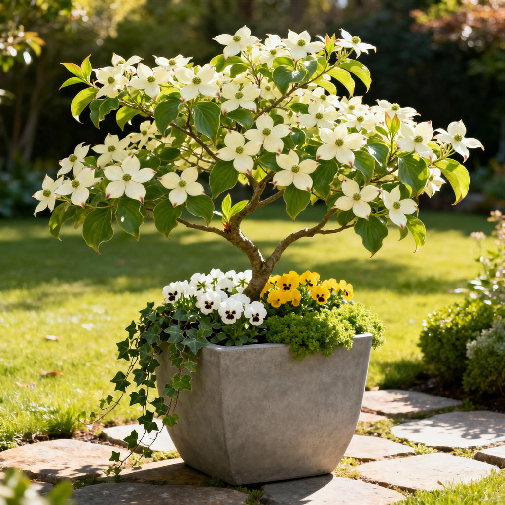 Green boutiQ - Plante de Jardin - Cornus kousa chinensis - Fleur Blanche - 1 Plante - Caduc - Peu d'Entretien - Pot 12cm Hauteur 35cm