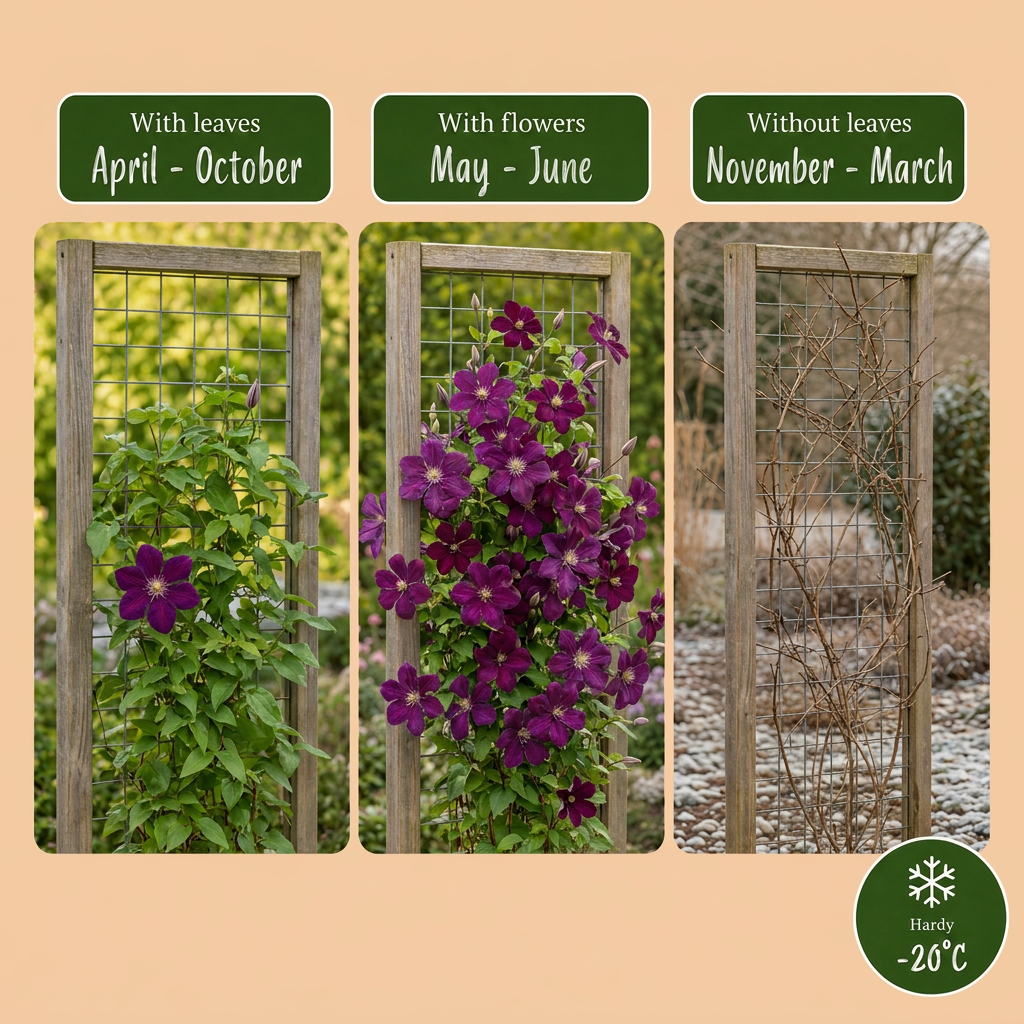6x Clematis Warszawska Nike - Bosrank - Rood - Klimplant - Ø9cm - ↕35cm