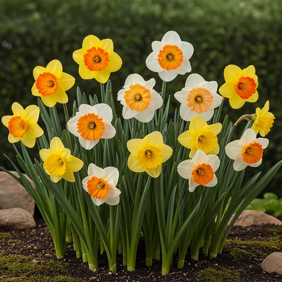 Green boutiQ - Bloembollen - Narcis Large Cupped mix - Kleur Geel en Wit - 15 stuks - Bolmaat 12/14 - XXL Pack