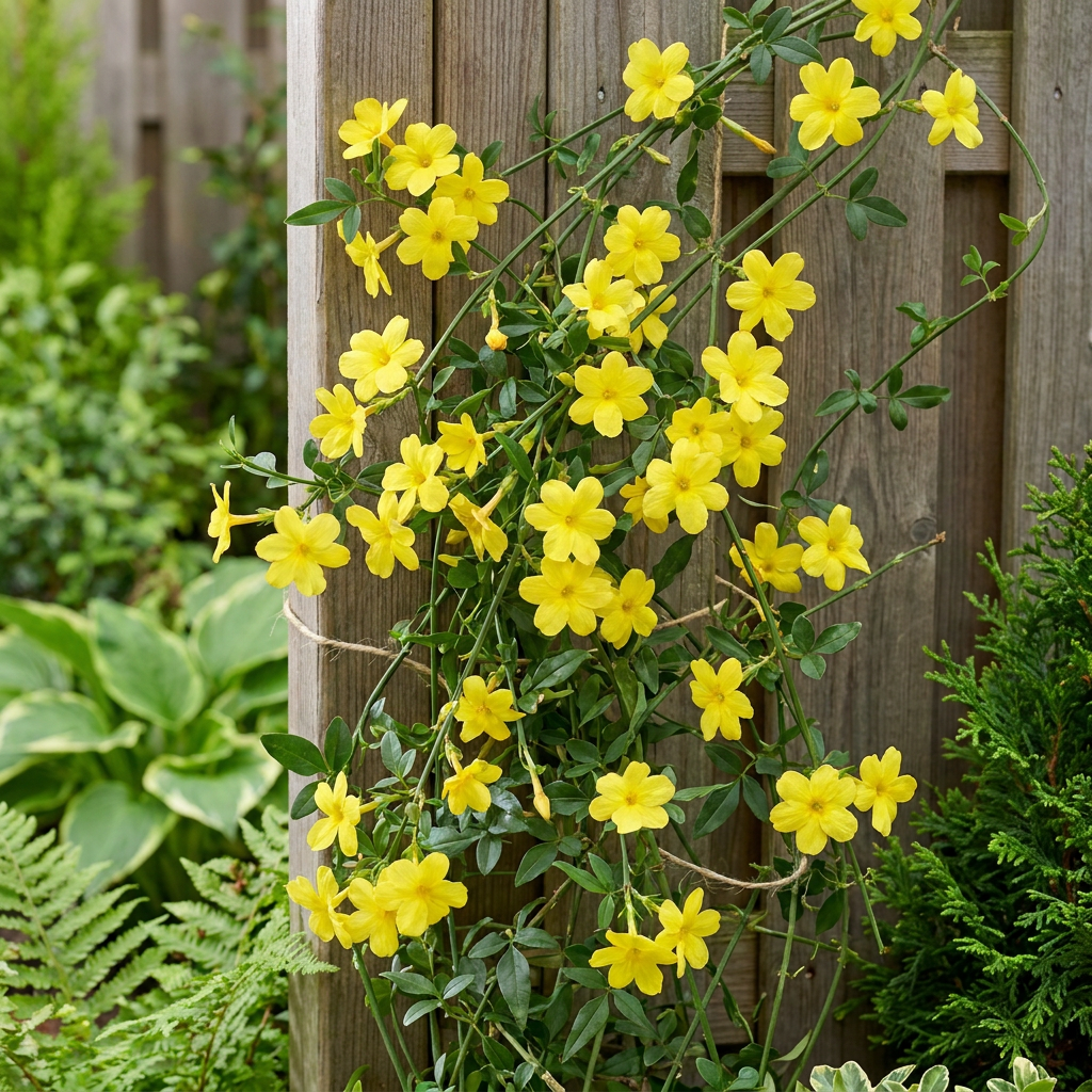 6x Jasminum nudiflorum - Winter jasmine - Yellow - Climber - Ø9cm - ↕35cm