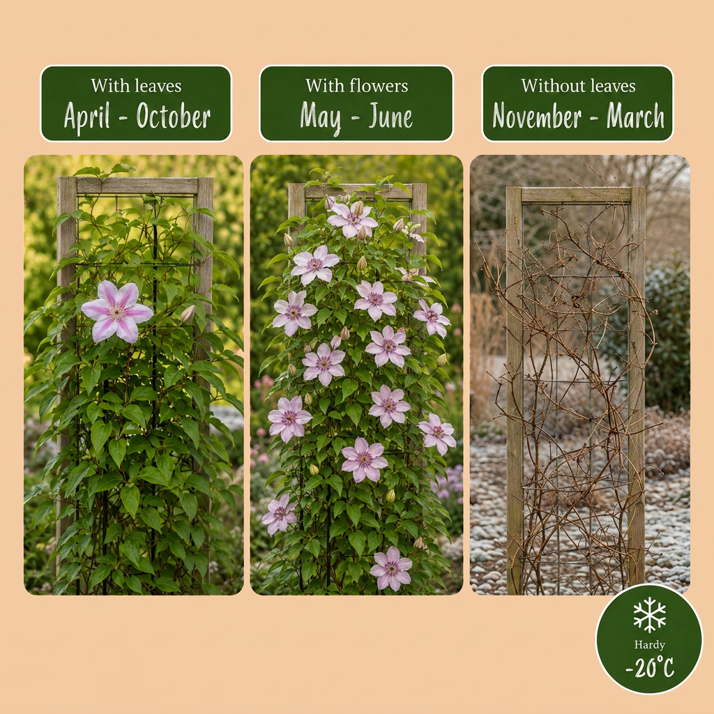 6x Clematis Nelly Moser - Bosrank Nelly Moser - Wit - Roze - Klimplant - Ø9cm - ↕35cm
