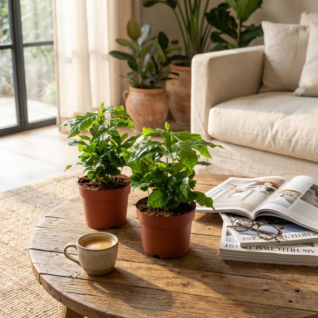 2x Coffea Arabica Kaffeepflanze - Ø 12 cm - Höhe: 25 cm