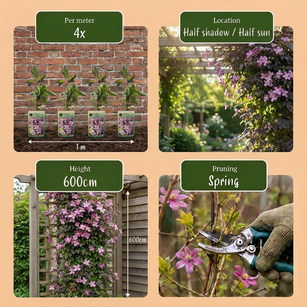 Clematis mont. 'Mayleen' - Mountain clematis - Light Pink - Climber - Ø9cm - ↕35cm