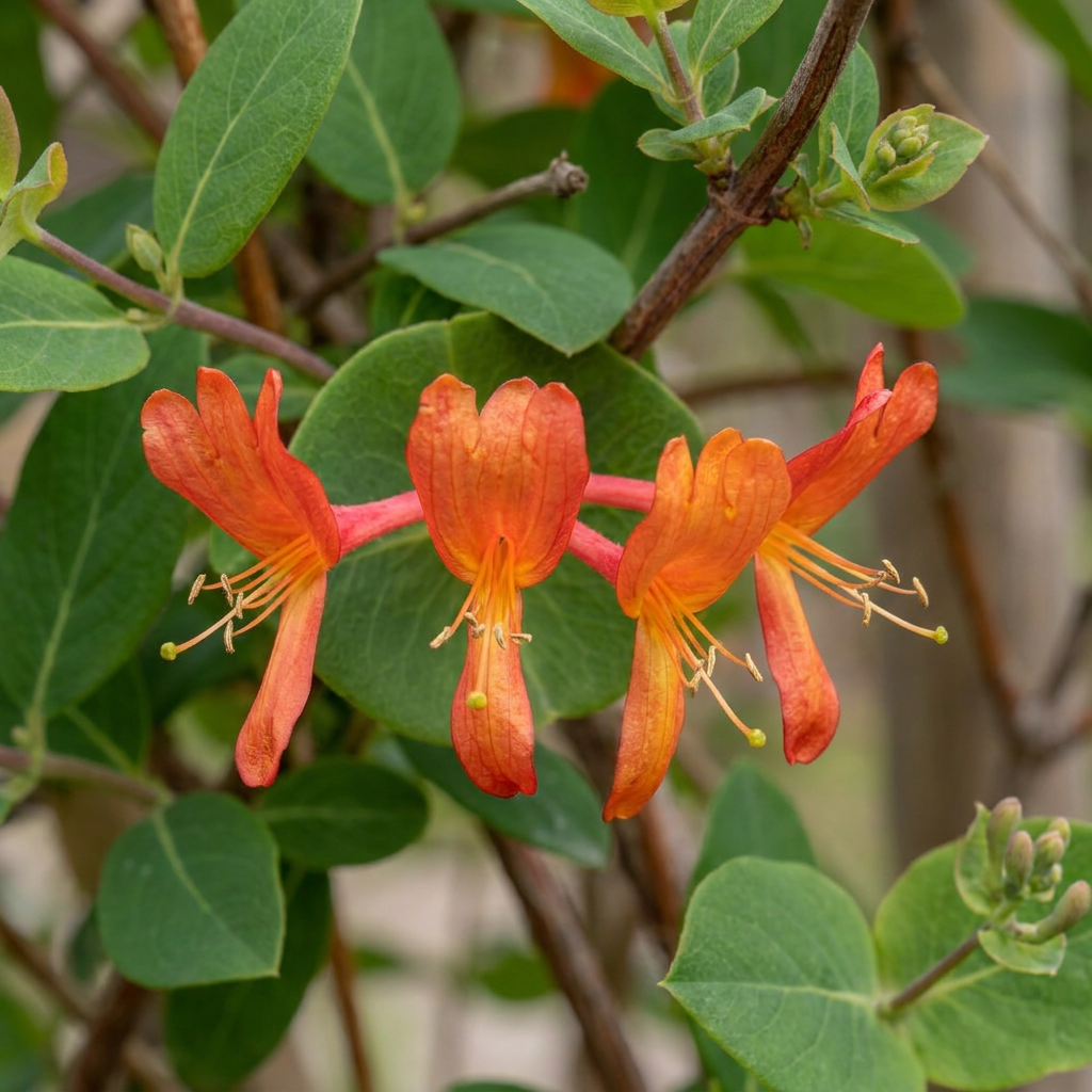 4x Lonicera br. 'Dropmore Scarlet' - Dropmore Scarlet honeysuckle - Red-Yellow - Climber - Ø9cm - ↕35cm