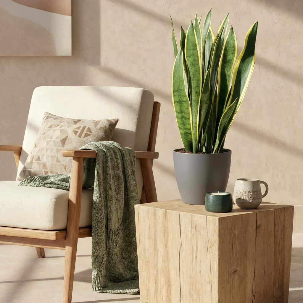 Green BoutiQ - Zimmerpflanzen - Sansevieria Laurentii - Bogenhanf - Pflegeleicht - Grün - 1 Pflanze - mit Topf Grau - Topf 21cm - Höhe 70-80cm