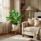 Green boutiQ - Zimmerpflanze - Einblatt - Spathiphyllum - Weiß - Pflegeleicht - 1 Pflanze - mit Topf Weiß - Topf 21cm - Höhe 70 - 80cm