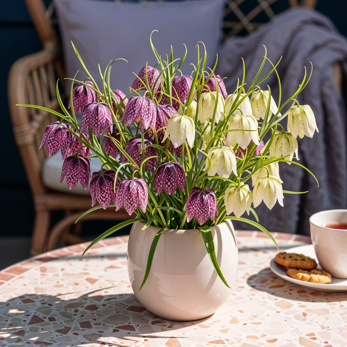 Green boutiQ - Bloembollen - Fritillaria Meleagris Mix - Kleur Paars en Wit - 30 stuks - Bolmaat 6/7 - XXL Pack