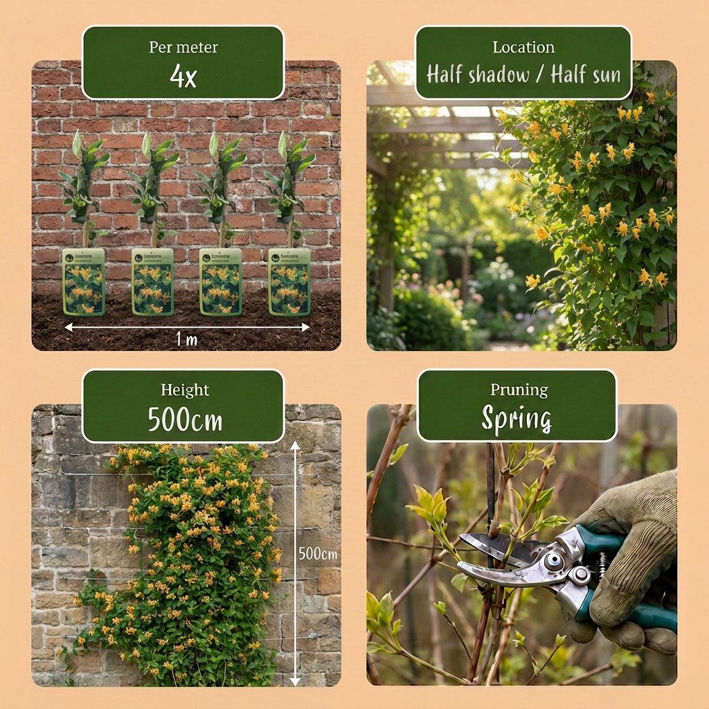 6x Lonicera tellmanniana - Tellmann's honeysuckle - Orange - Yellow - Climber - Ø9cm - ↕35cm