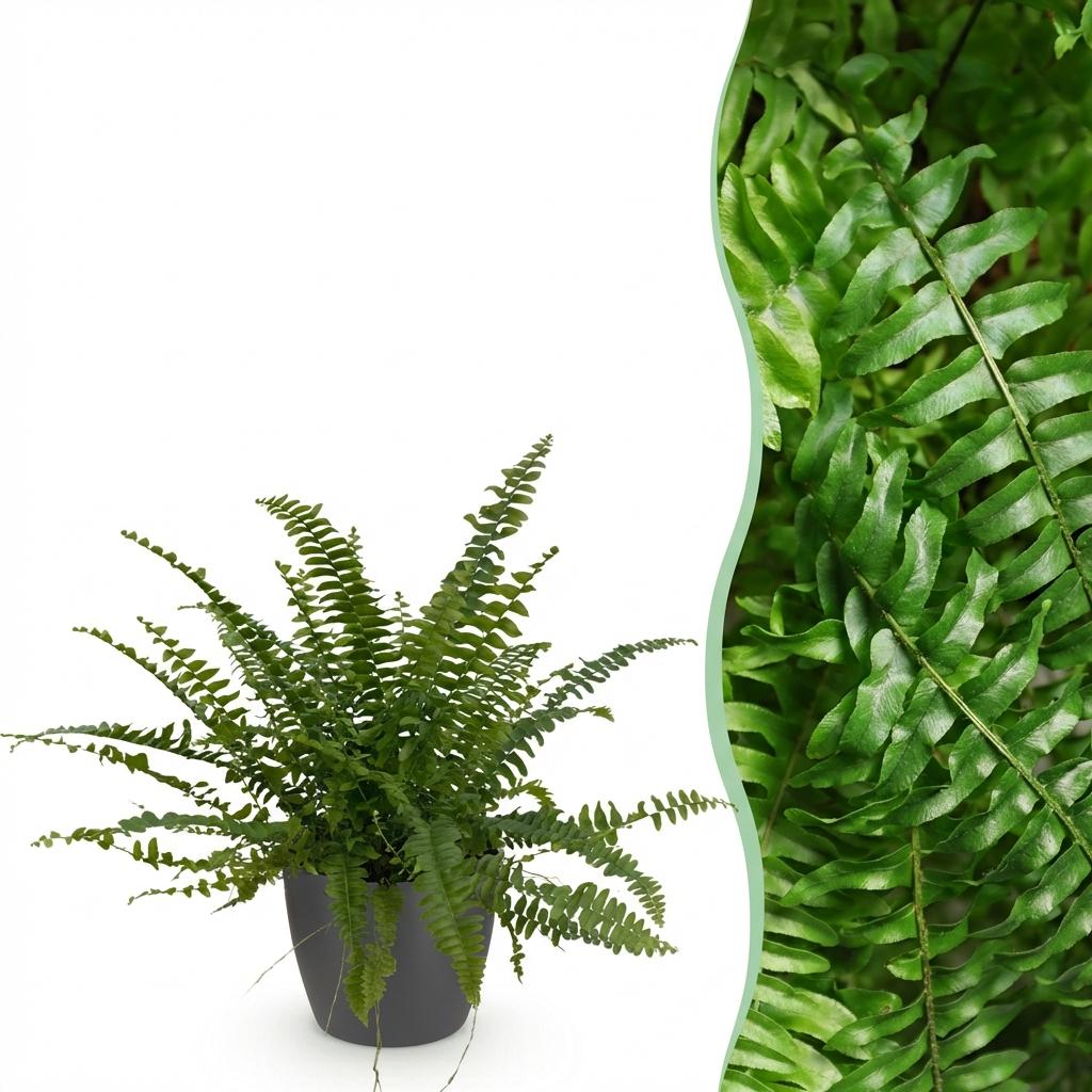 Green boutiQ - Zimmerpflanze - Nephrolepsis exaltata Green Lady - Farn - Haustierfreundliche Pflanze - Grün - 1 Pflanze - mit Topf Grau - Topf 12cm - Höhe 25cm