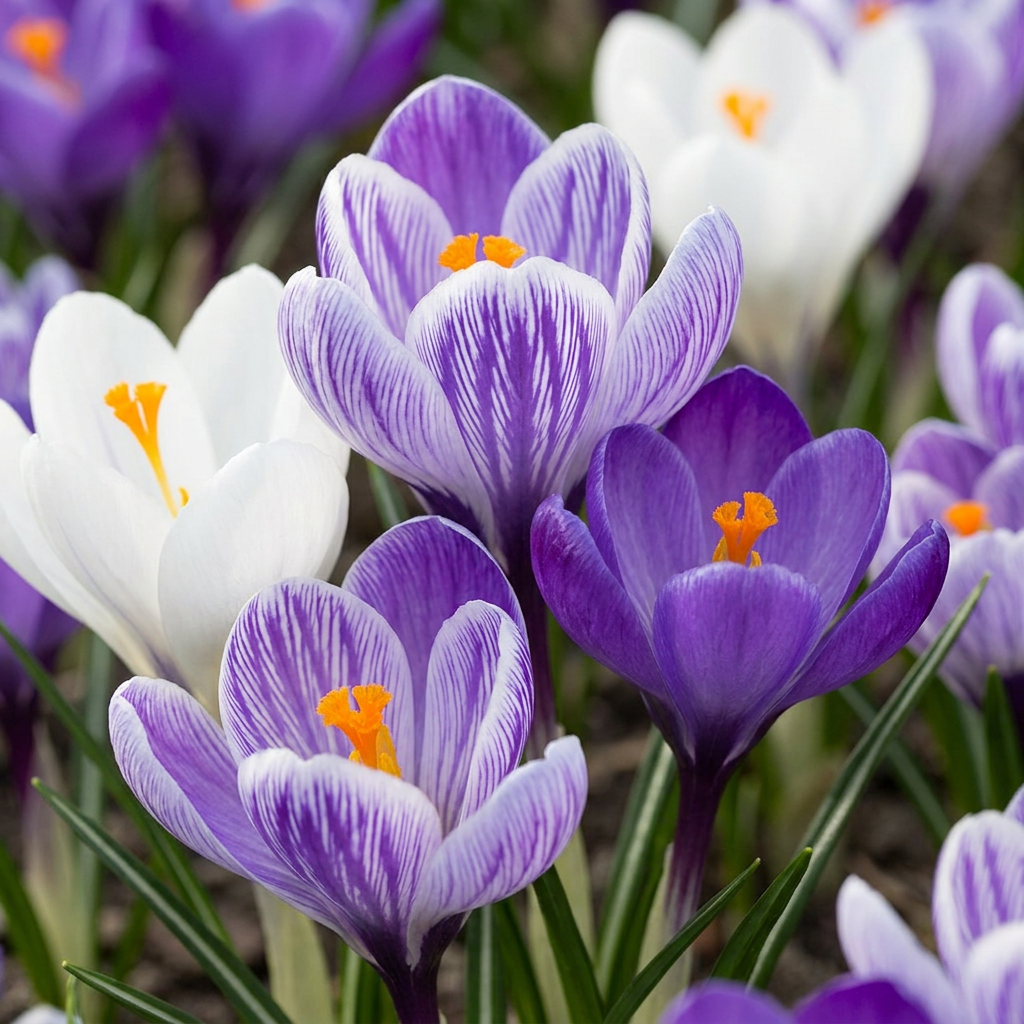 30x Crocus Blue - White - Krokus - Blauw en Wit - Verwilderingsbol - Bolmaat 7/8