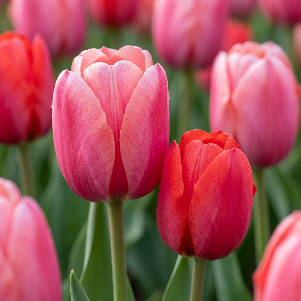 80x Tulipa Pink - Red - Tulp - Roze en Rood - Voorjaarsbloeier - Bolmaat 10/12