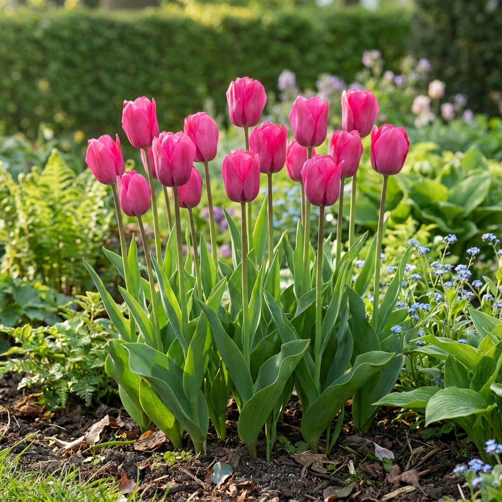30x Tulipa Triumph Pink - Triomftulp - Roze - Voorjaarsbloeier - Bolmaat 11/12