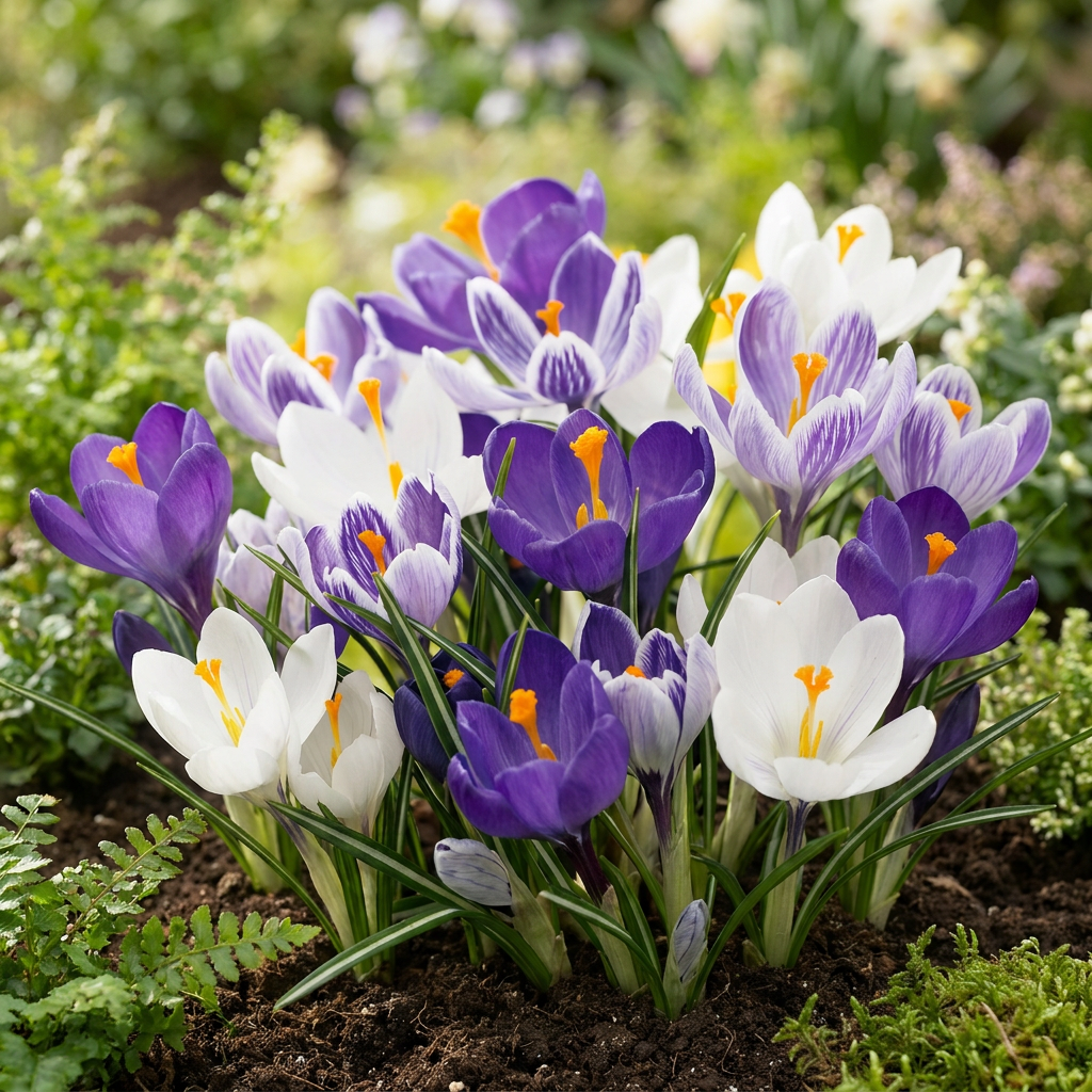 240x Crocus Blue - White - Krokus - Blauw en Wit - Verwilderingsbol - Bolmaat 7/8
