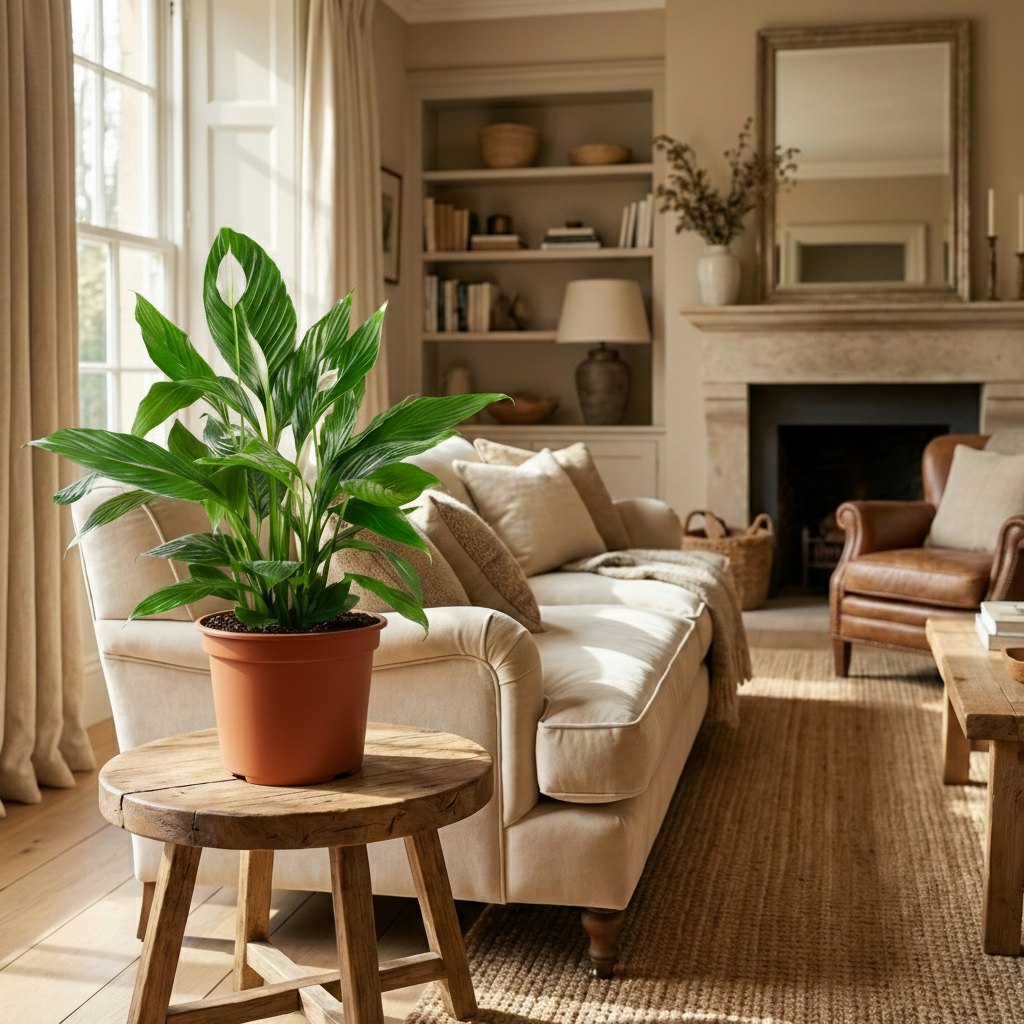 Green boutiQ - Plante d'intérieur - Fleur de lune - Spathiphyllum - Blanc - Entretien facile - 1 Plante - Pot 19cm - Hauteur 70 - 80cm