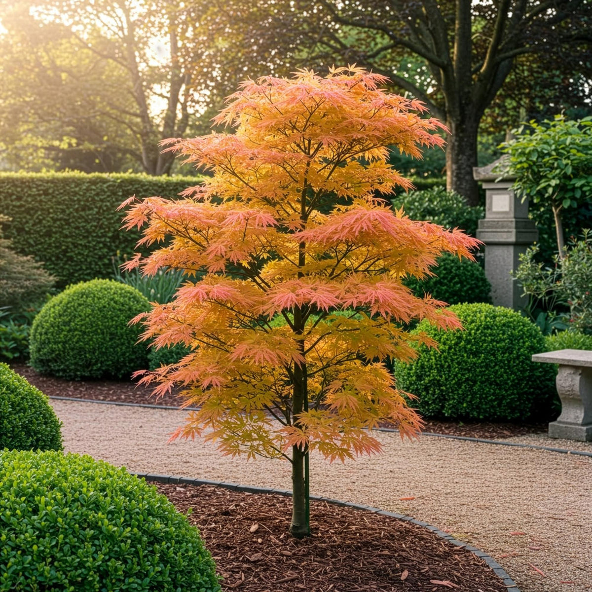 Green boutiQ - Plante de jardin - Acer palmatum Katsura - Orange - 3 plantes - Caduc - Peu d'entretien - Pot 12cm Hauteur 35cm