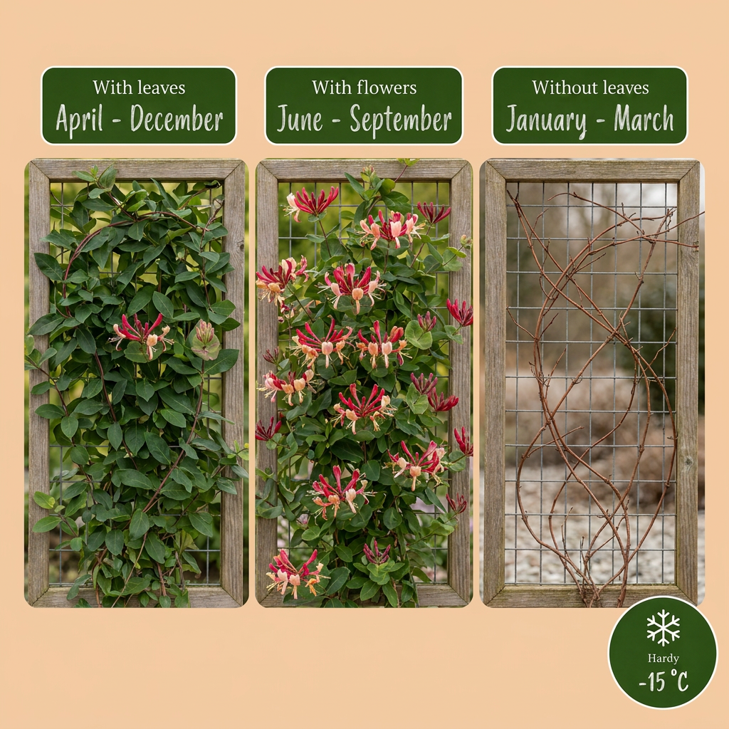 2x Lonicera jap. 'Red World' - Japanese honeysuckle - Red - Pink - Climber - Ø9cm - ↕35cm