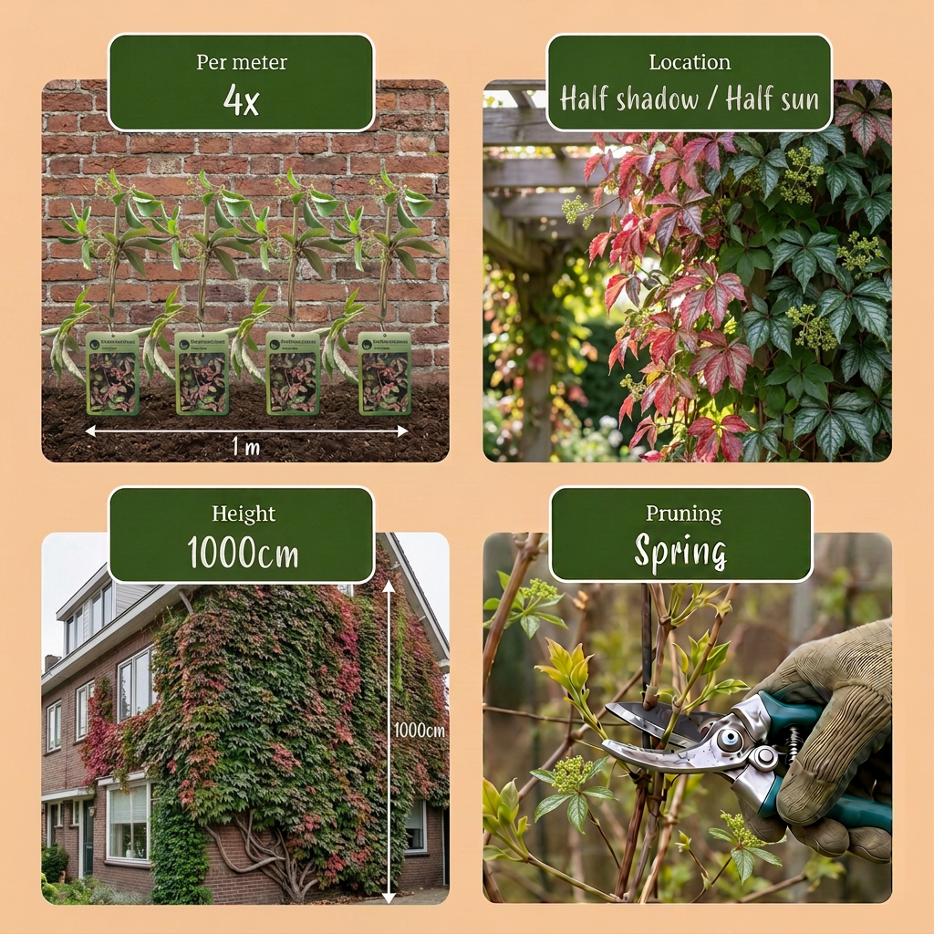 Parthenocissus henryana - Chinese Virginia Creeper - Green - Climber - Ø9cm - ↕35cm