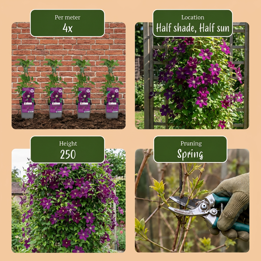 Clematis Warszawska Nike - Bosrank - Rood - Klimplant - Ø9cm - ↕35cm