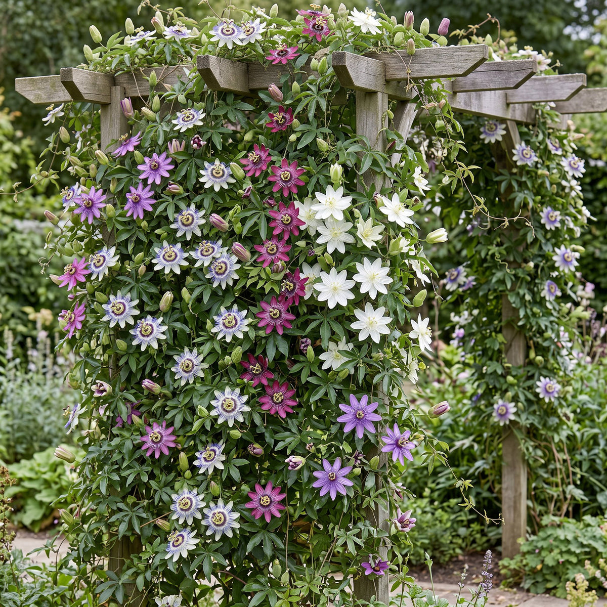 12x Passiflora Rainbow - Rainbow passion flower - White - Purple - Pink - Purple - Climber - Ø9cm - ↕35cm