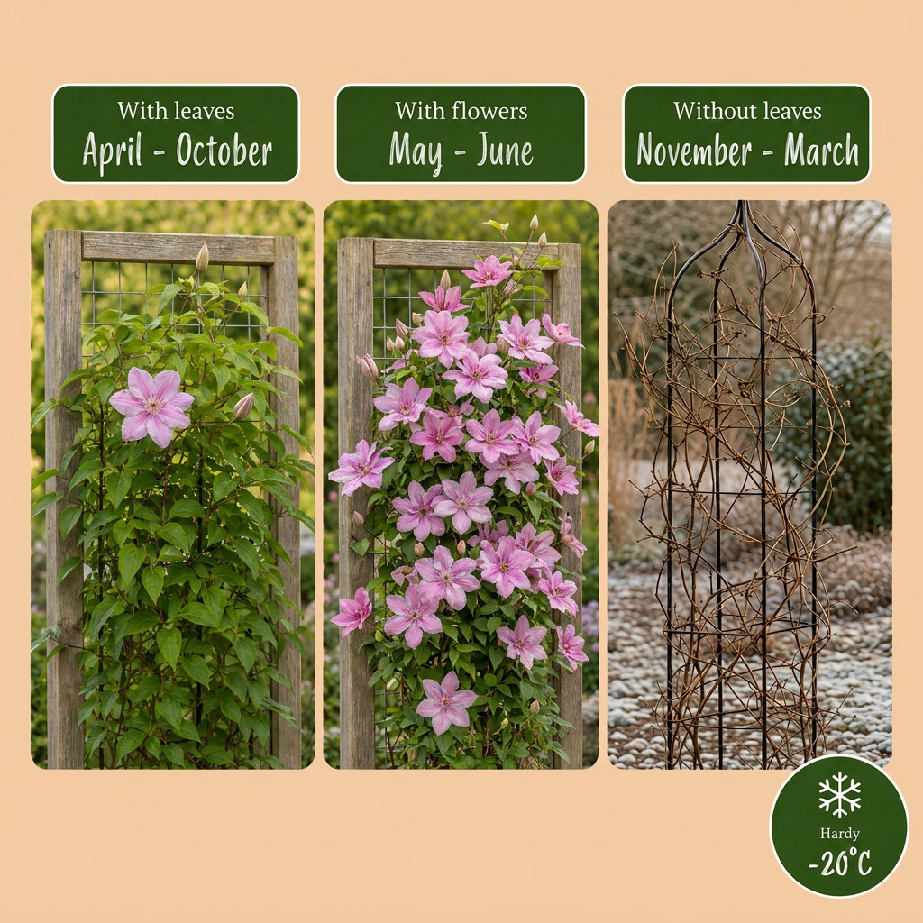 4x Clematis Hagley Hybrid - Bosrank - Roze - Klimplant - Ø9cm - ↕35cm
