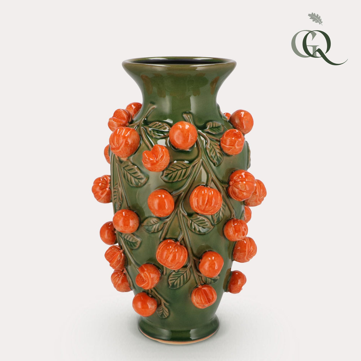 Vase en pierre M - H38 L24 - Vert-Mandarine