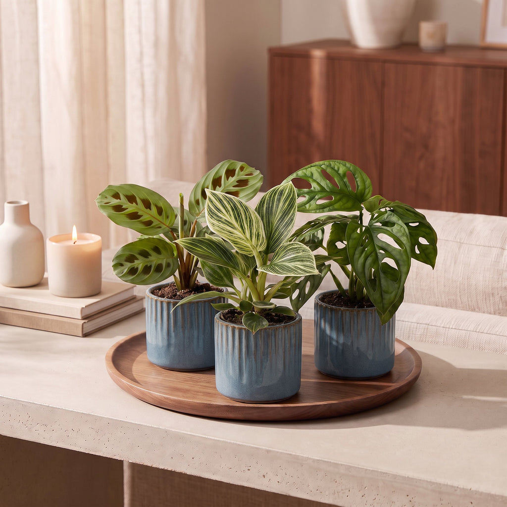 3x Baby Plants Surprise Box - Baby Plants Surprise Box - Various colours - Tropical - incl. Linnea Misty Blue - Ø6cm - ↕5-15cm