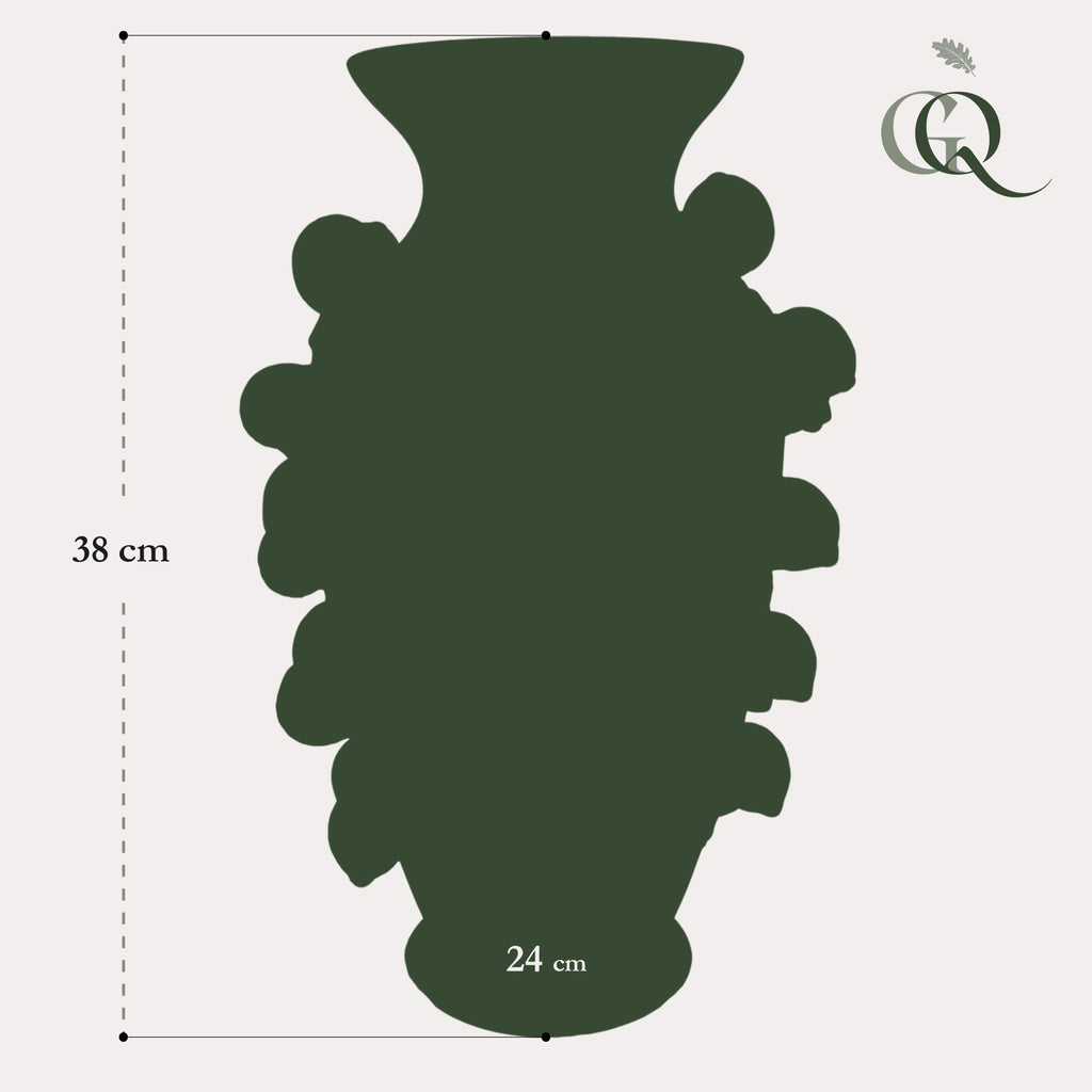 Vase pierre M - H38 L24 - Vert-Citron
