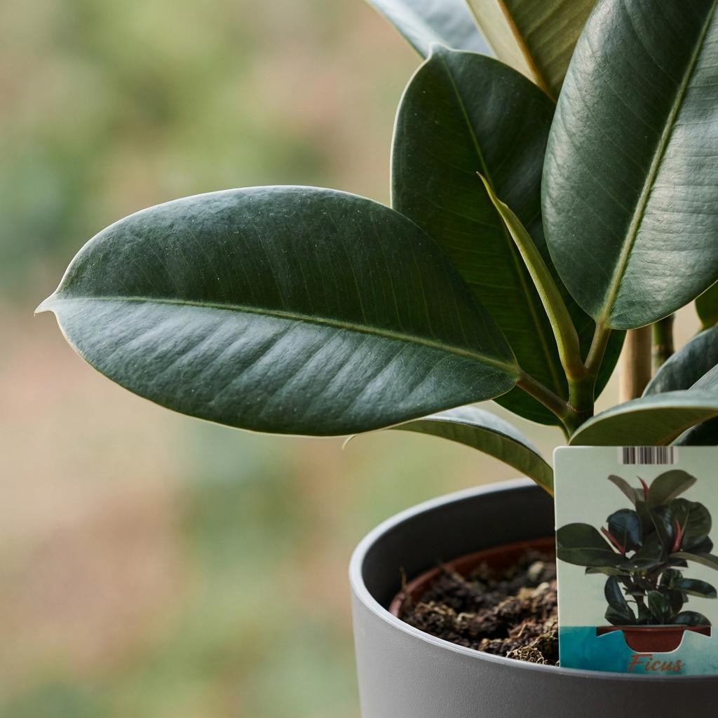 Green boutiQ - Zimmerpflanze - Gummibaum - Ficus Elastica Cloe - Grün - Pflegeleicht - 1 Pflanze - mit Topf Grau - Topf 19cm - Höhe 65cm