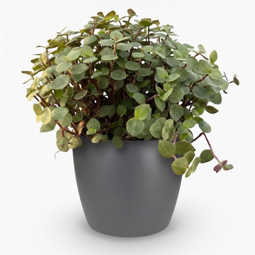 Green boutiQ - Plante d'intérieur - Callisia repens - Herbe à chat - Sans danger pour les animaux - Vert - 1 plante - avec pot gris - Pot 12 cm - Hauteur 17-20 cm