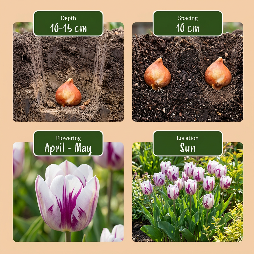 15x Tulipa Flaming Flag - Tulp Flaming Flag - Wit en Paars - Voorjaarsbloeier - Bolmaat 11/12