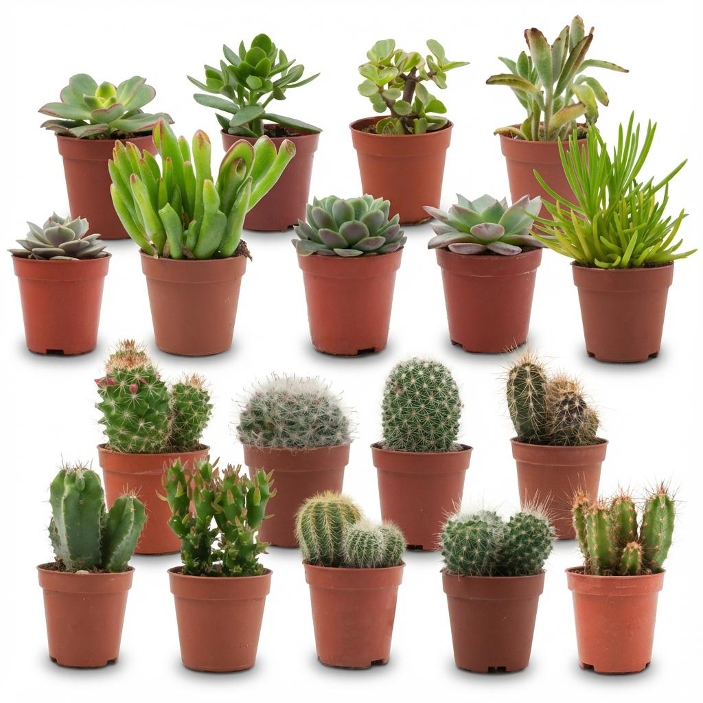 Mini Mix de Cactus & Succulentes - 18 Pièces - Ø 5,5 cm - Hauteur : 5-10 cm