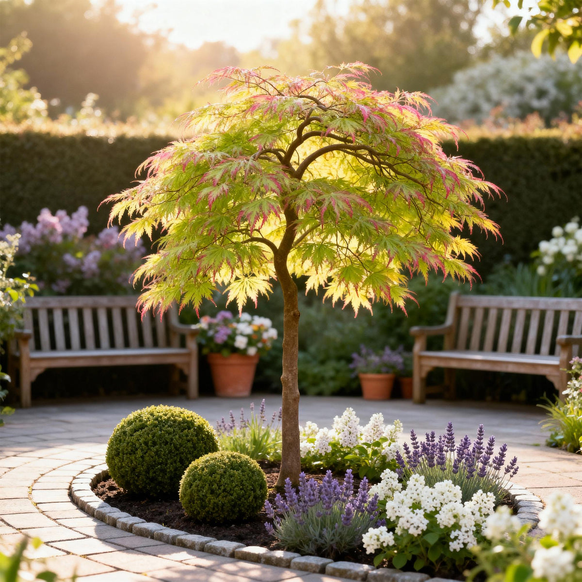 Green boutiQ - Plante de jardin - Acer palmatum Little Princess - Vert - 1 plante - Caduc - Entretien facile - Pot 12 cm Hauteur 35 cm