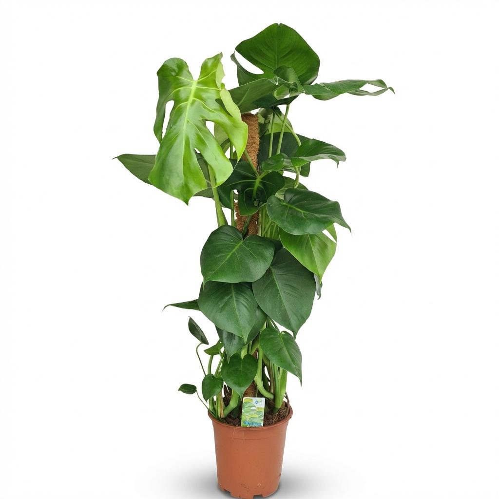 Green boutiQ - Plante d'intérieur - Monstera Deliciosa tuteur en mousse - Vert - Peu d'entretien - 1 plante - Pot 19cm - Hauteur 90cm