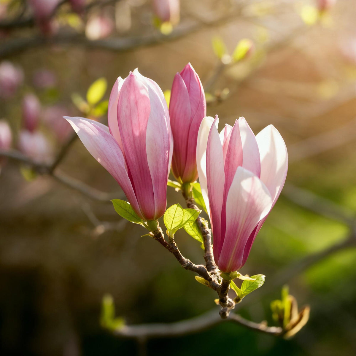 Green boutiQ - Plante de jardin - Magnolia Ricki - Fleur rouge - 3 plantes - Caduque - Peu d'entretien - Pot 12cm Hauteur 30cm