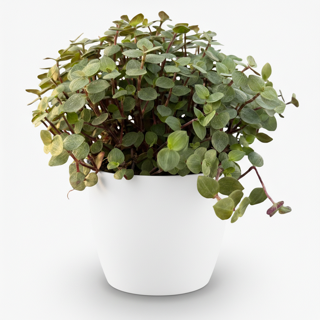 Green boutiQ - Plante d'intérieur - Callisia repens - Herbe à chat - Sans danger pour les animaux - Vert - 1 plante - avec pot blanc - Pot 12 cm - Hauteur 17-20 cm